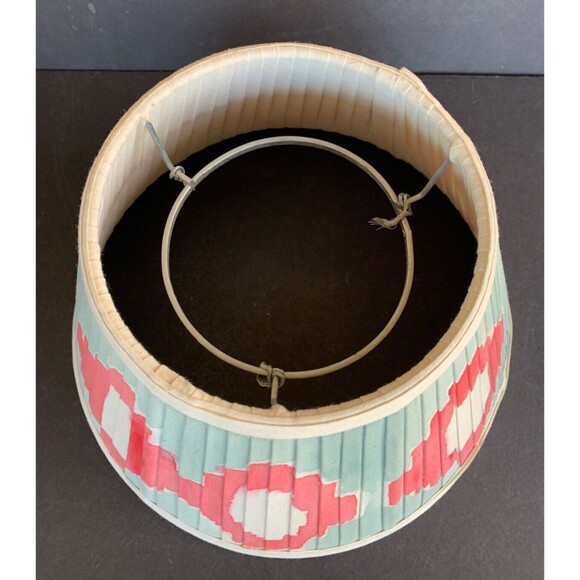 Custom Hand Painted Pleated Fabric Lamp Shade IKAT European Hardware 8" x 13" - Picture 11 of 16